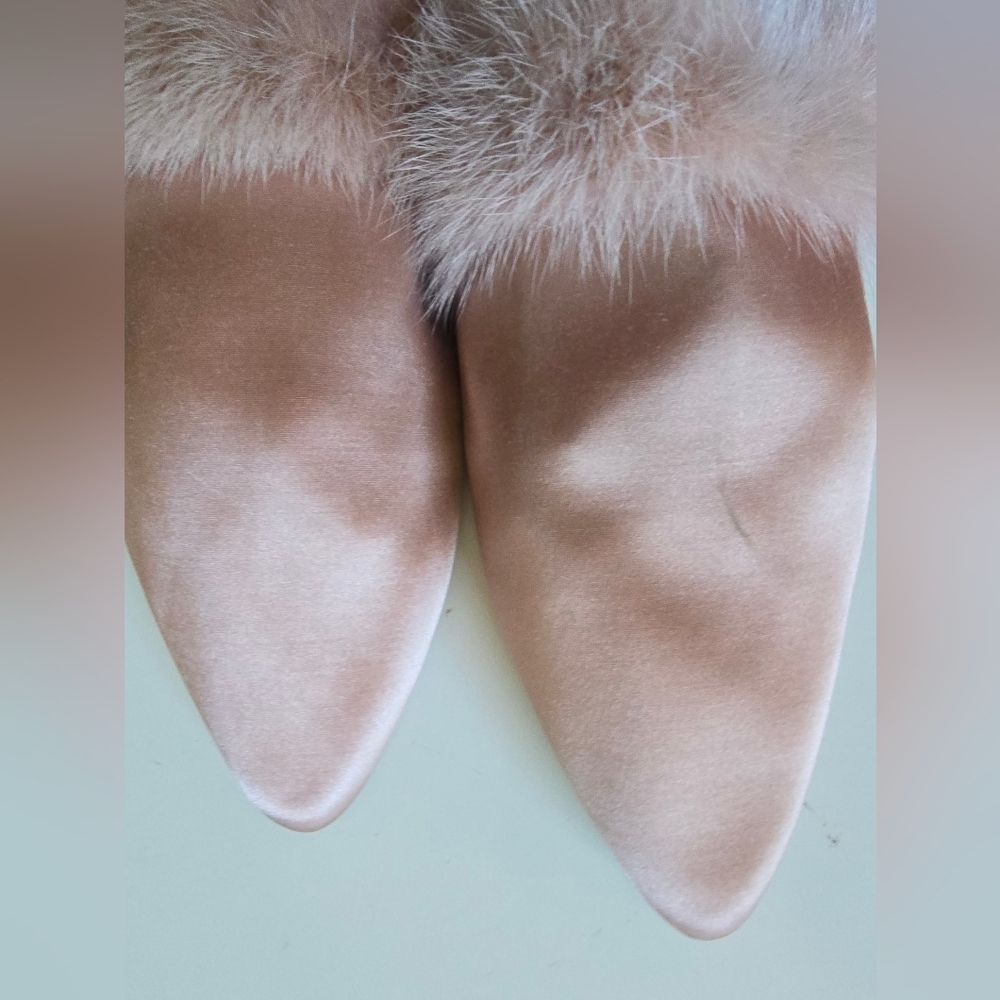 Birdie The Dove Mink Fur Slip-on Mule French Rose 9.5 - Picture 3 of 7